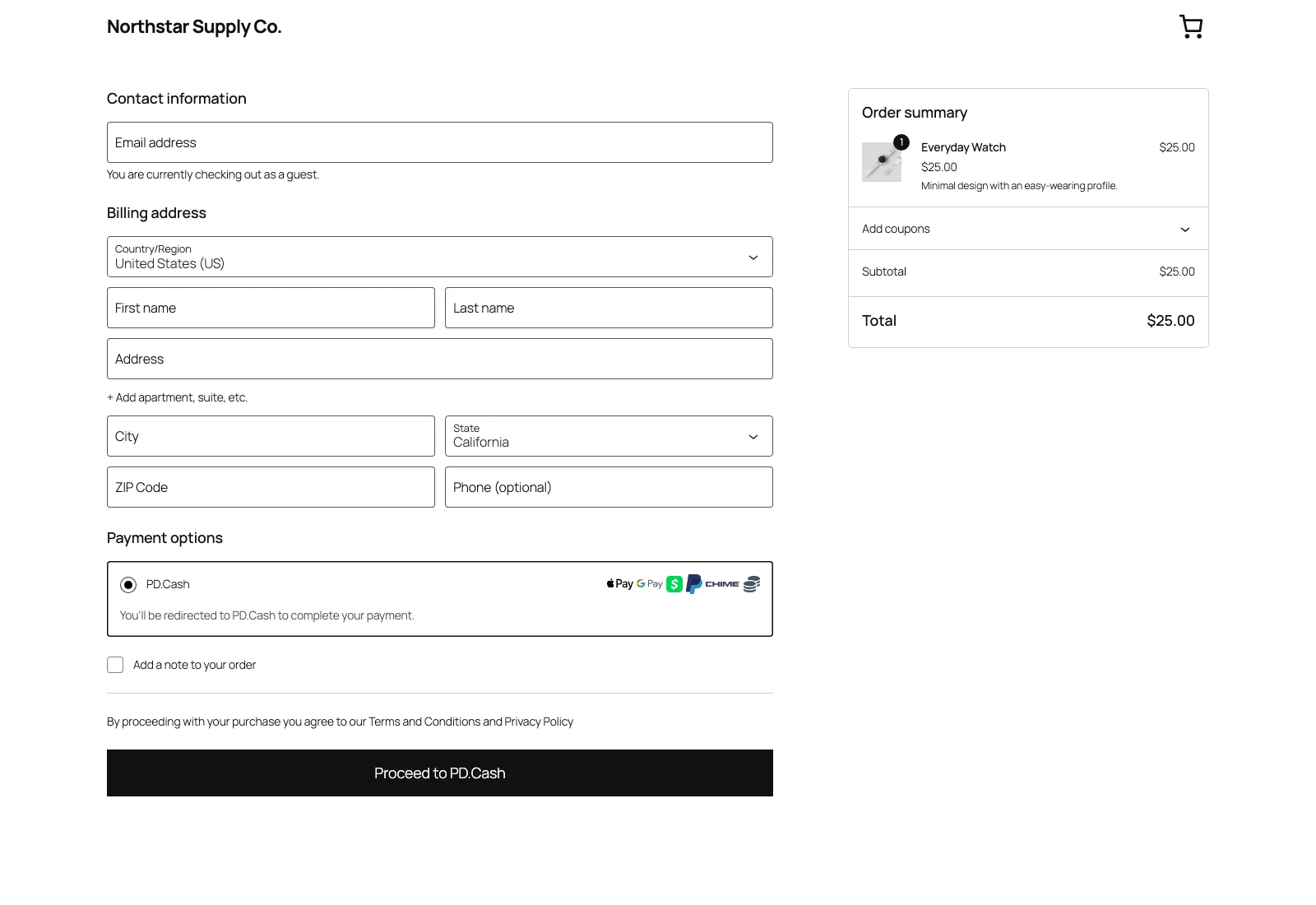 PD Cash payment methods inside WooCommerce checkout